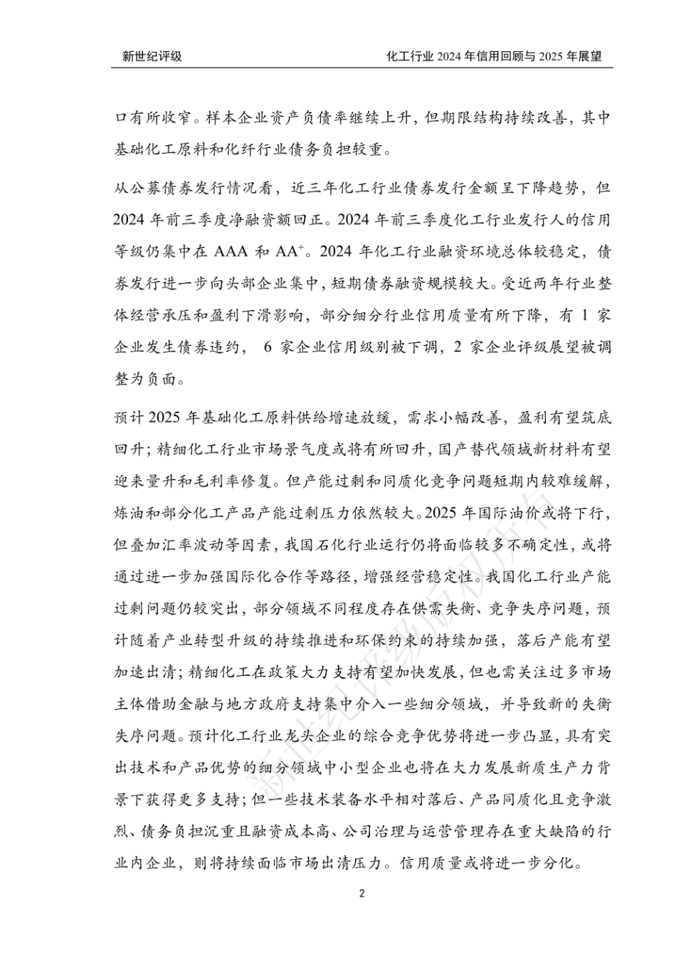 新世纪评级：化工行业2024年信用回顾与2025年展望_第2页