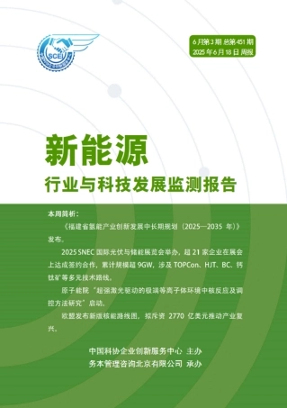 中国科协企业创新服务中心：新能源行业与科技发展监测报告（2025年6月第3期）