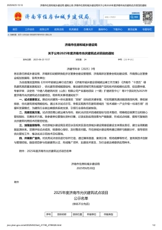 2025年度济南市光伏建筑试点项目公示名单