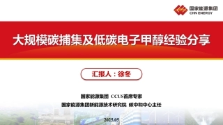 国家能源集团 徐冬：大规模碳捕集及低碳电子甲醇经验分享