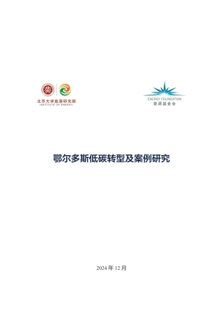 北京大学能源研究院：鄂尔多斯低碳转型及案例研究报告
