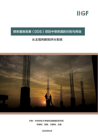 中央财经大学绿色金融国际研究院IIGF：债务置换发展（DDS）项目中债务国的识别与筛选