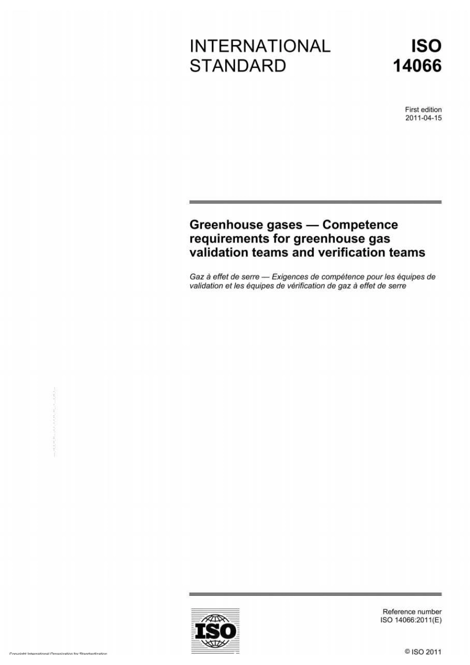 【英】ISO 14066-2011 温室气体—温室气体审定与核查组能力要求_第1页