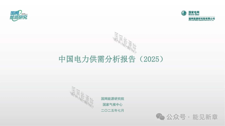 国网能源研究院：中国电力供需报告（2025）_第1页
