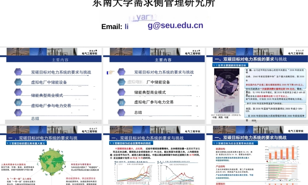 东南大学PPT：储能和虚拟电厂-64页