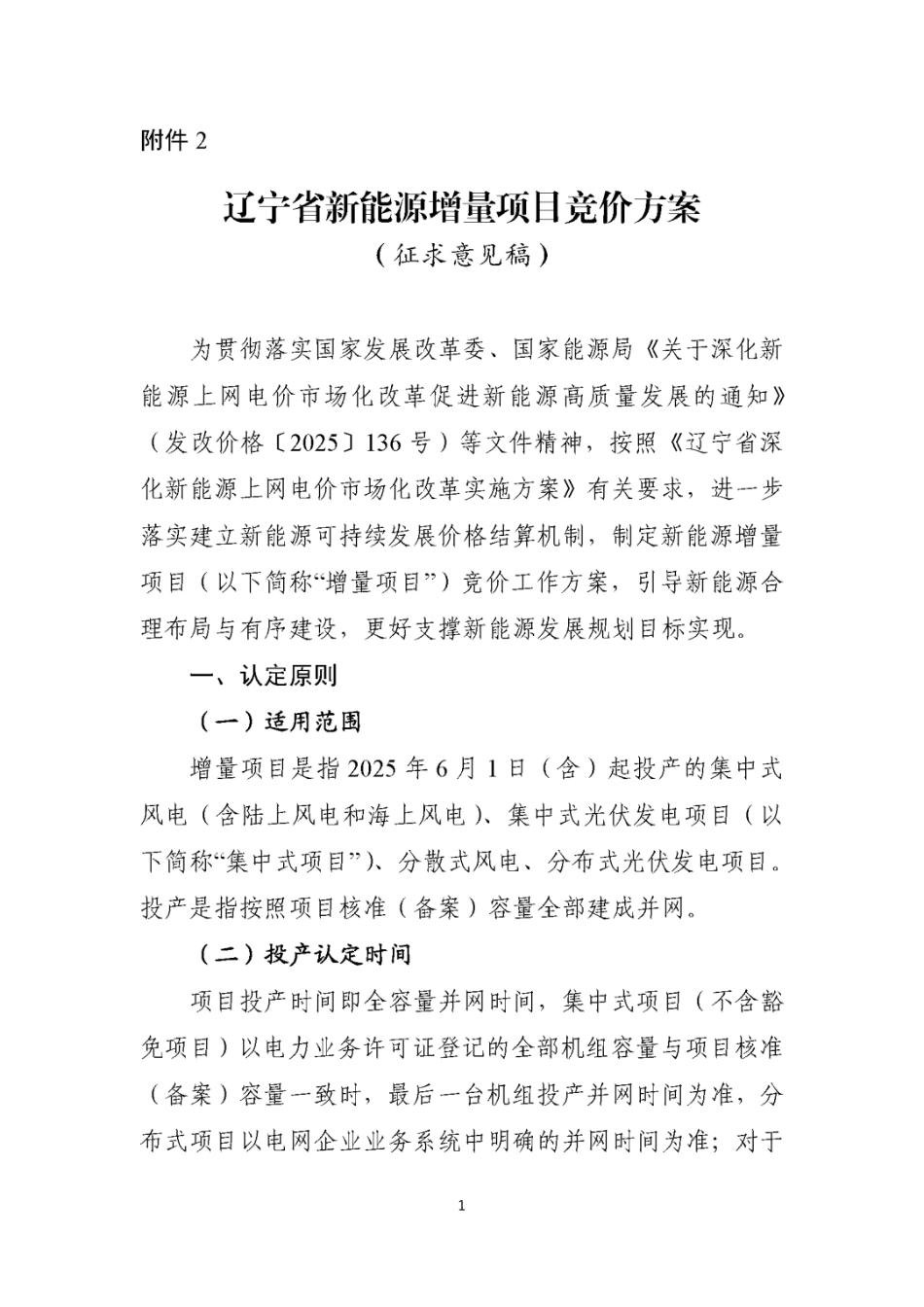 辽宁省新能源增量项目竞价方案_第1页