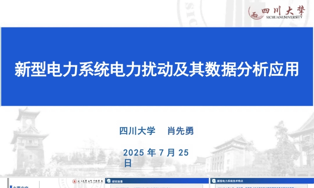 四川大学 肖先勇：新型电力系统电力扰动及其数据分析应用