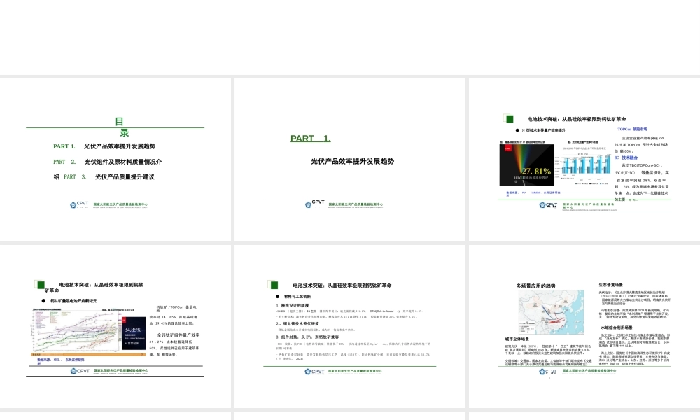 国家光伏质检中心CPVT 朱晓岗：光伏产品效率提升与质量保障发展趋势