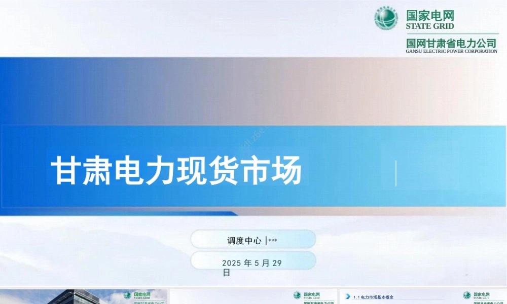国家电网：2025甘肃电力现货市场培训课件