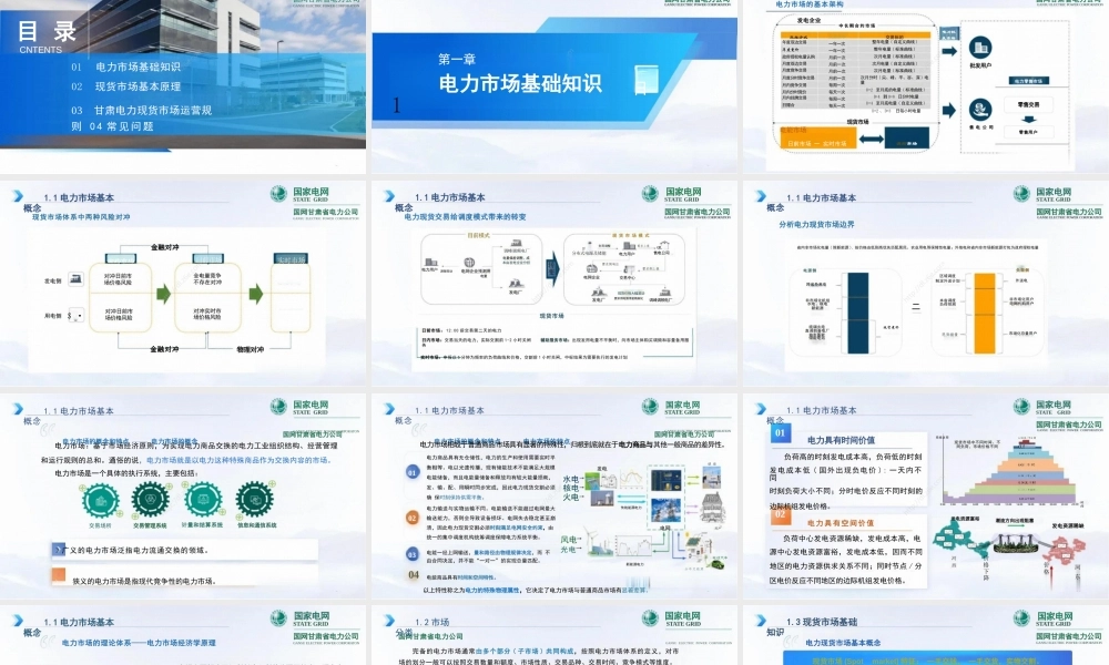 国家电网：2025甘肃电力现货市场培训课件