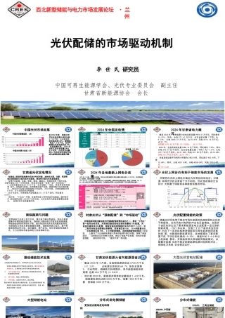 中国可再生能源学会 李世民：光伏配储的市场驱动机制