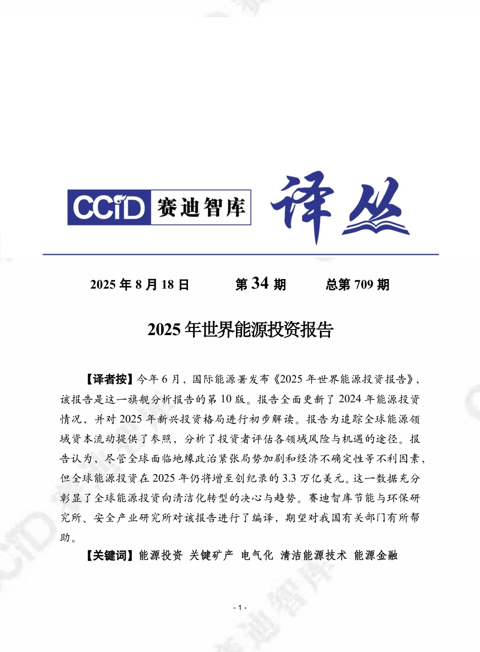 赛迪译丛第34期：2025年世界能源投资报告_第1页