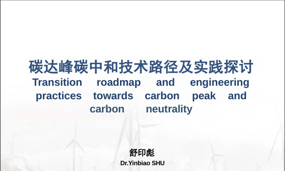 舒印彪院士PPT：碳达峰碳中和技术路径及实践探讨