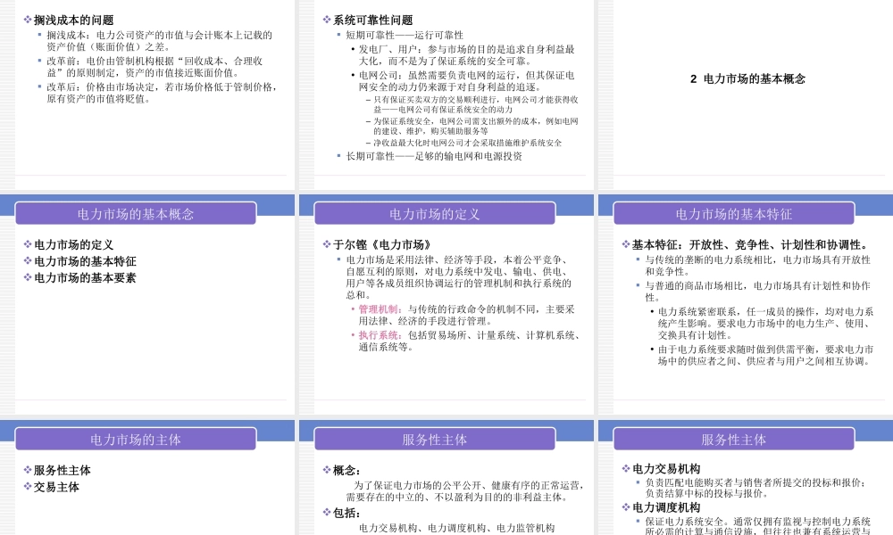 电力经济学基础-电力市场模式及交易方式