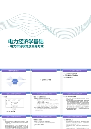 电力经济学基础-电力市场模式及交易方式