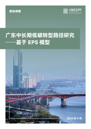 绿新院IGDP：广东中长期低碳转型路径研究——基于EPS模型