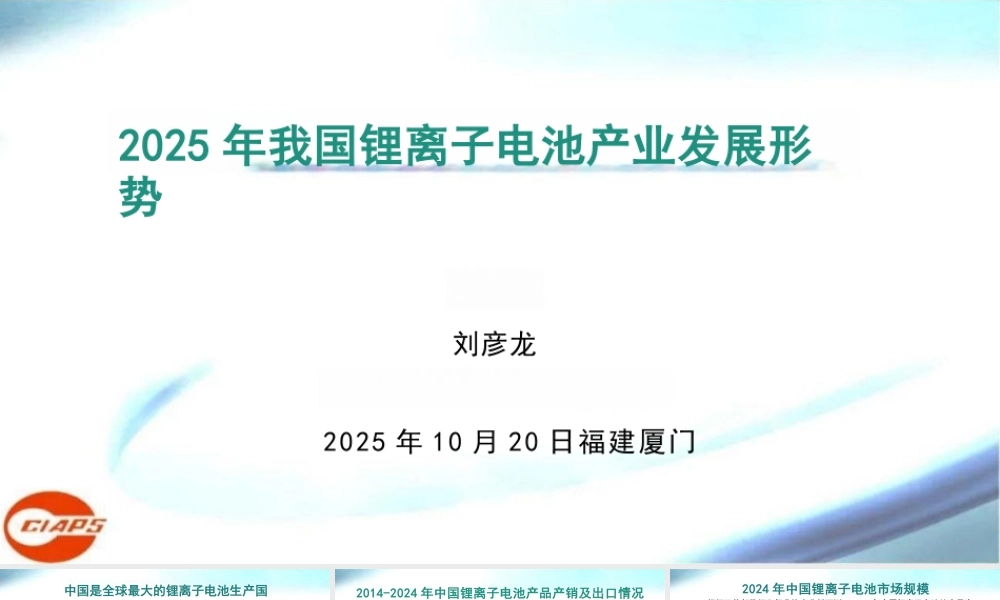 2025年我国锂离子电池产业发展形势