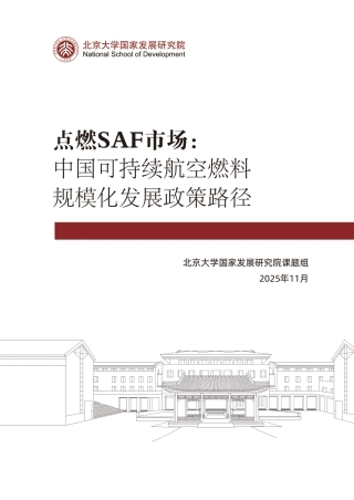 北大国发院：点燃SAF市场——中国可持续航空燃料规模化发展政策路径