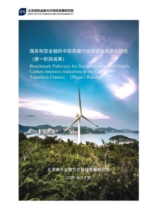 北京绿金院：服务转型金融的中国高碳行业减碳基准路径研究（第一阶段成果）