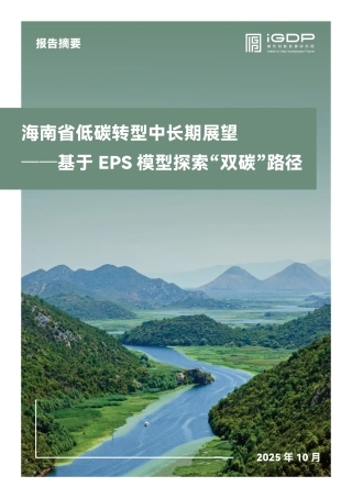绿新院IGDP：海南省低碳转型中长期展望——基于EPS模型探索“双碳”路径