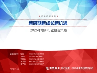 申万宏源：2026年电新行业投资策略——新周期新成长新机遇
