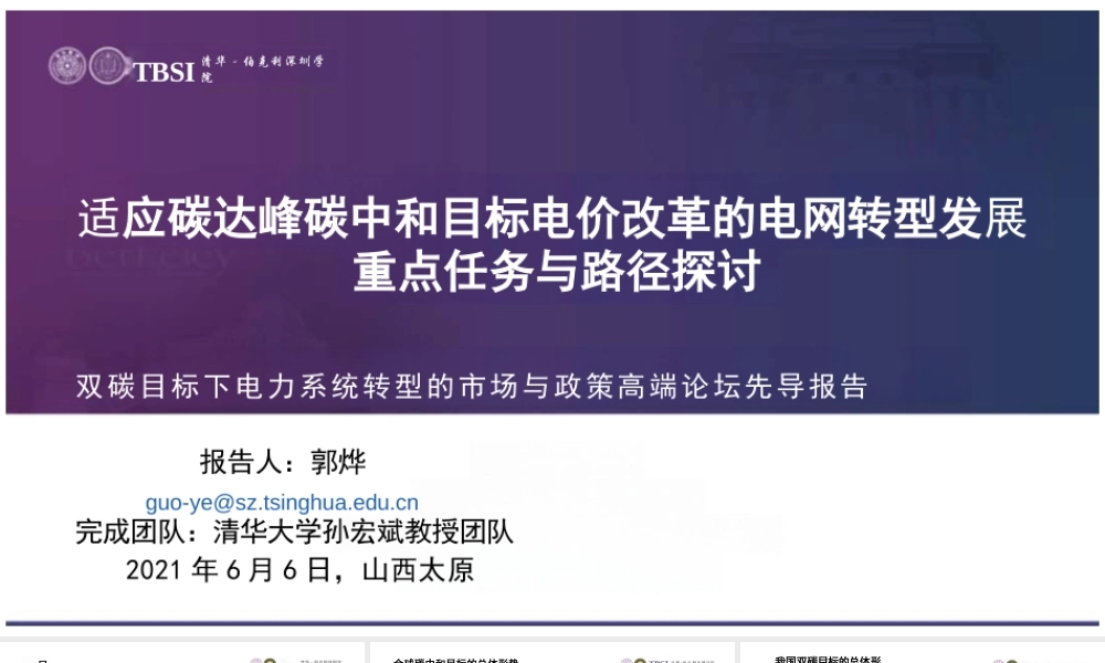 孙宏斌PPT ：适应双碳目标电价改革的电网转型发展重点任务与路径探讨