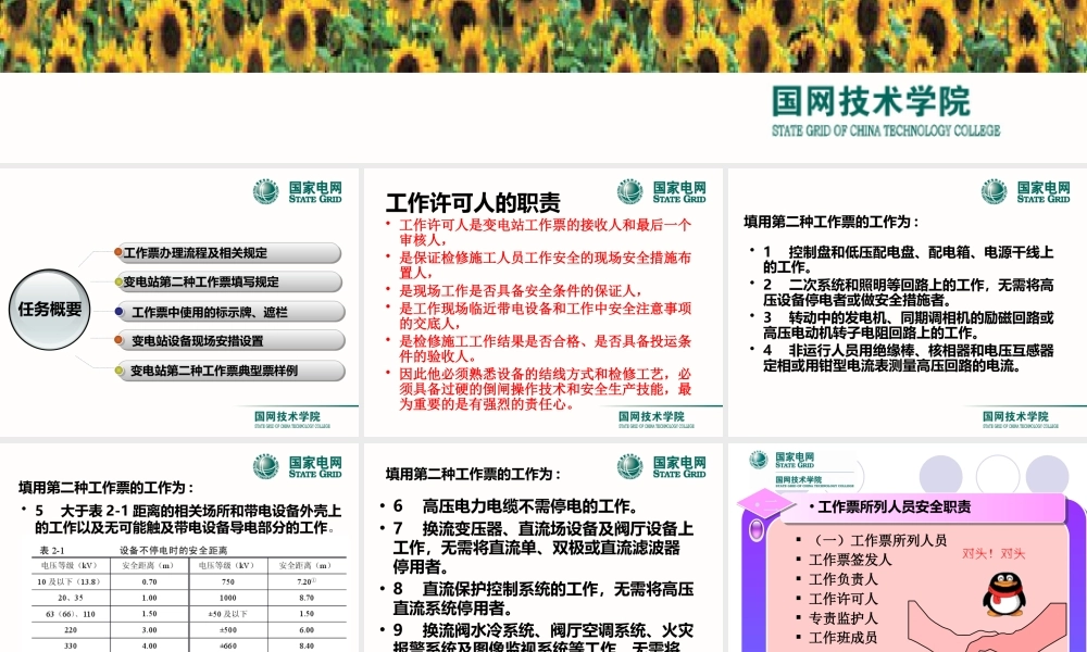 国家电网 第二种工作票