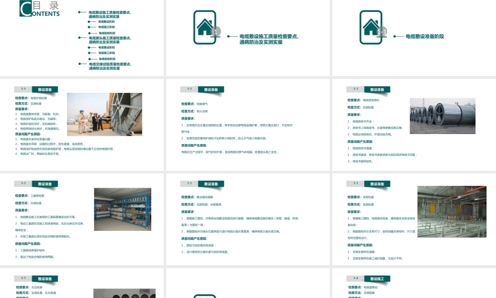 国网电缆电气工程质量检查要点、质量通病及实测实量