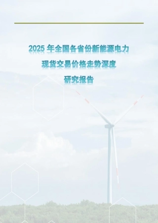 2025年全国新能源电力现货交易价格趋势报告