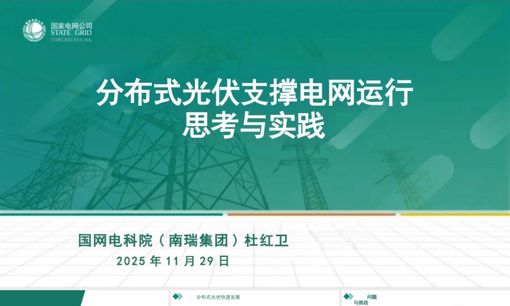 国网电科院 杜红卫PPT：分布式光伏支撑电网运行思考与实践