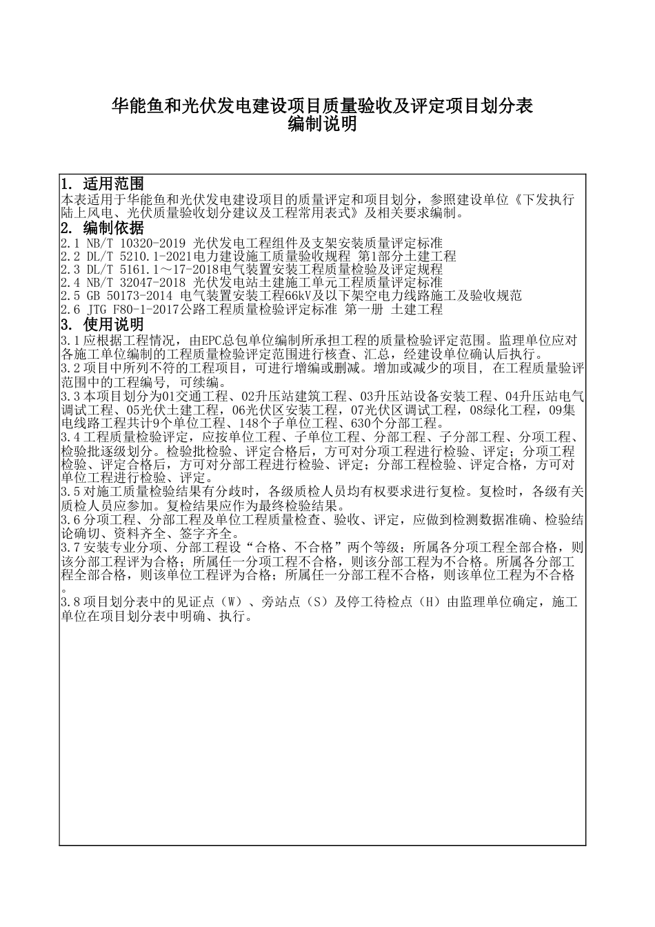 光伏施工质量验收范围划分表_第1页