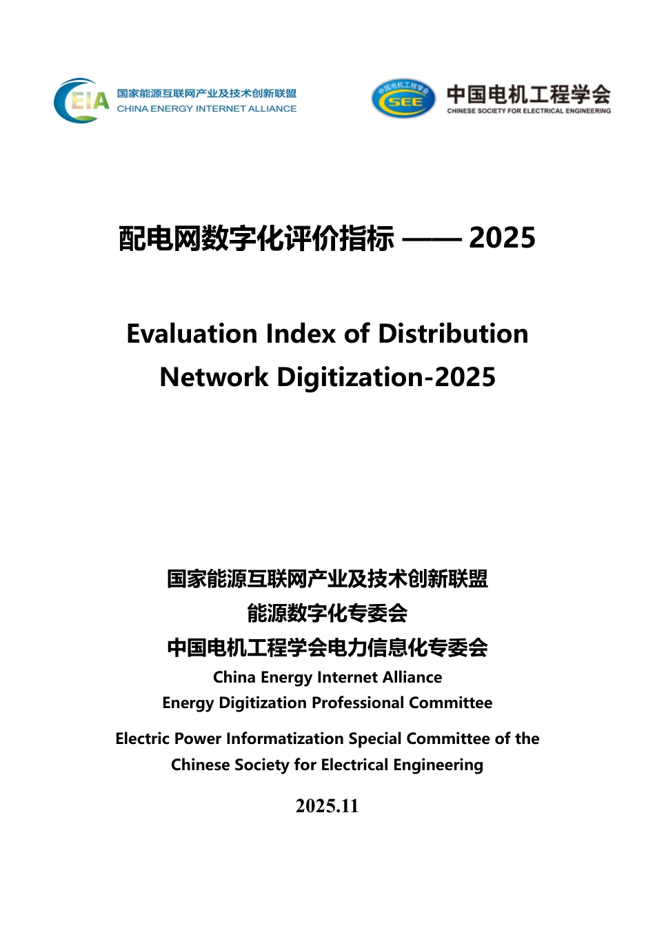 国家能源互联网产业及技术创新联盟:配电网数字化评价指标——2025_第1页