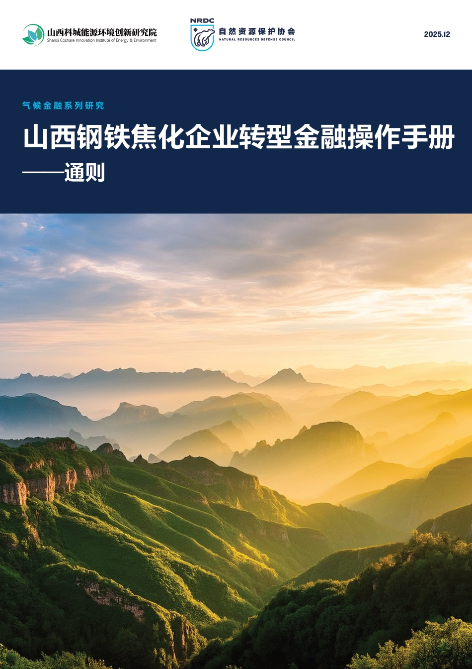 山西钢铁焦化企业转型金融操作手册——通则_第1页
