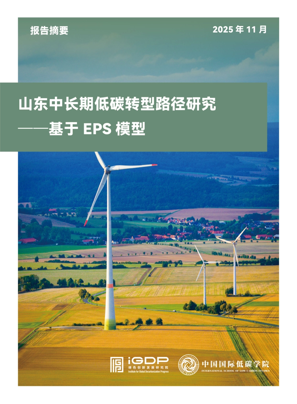 绿新院IGDP：山东中长期低碳转型路径研究——基于EPS模型_第1页