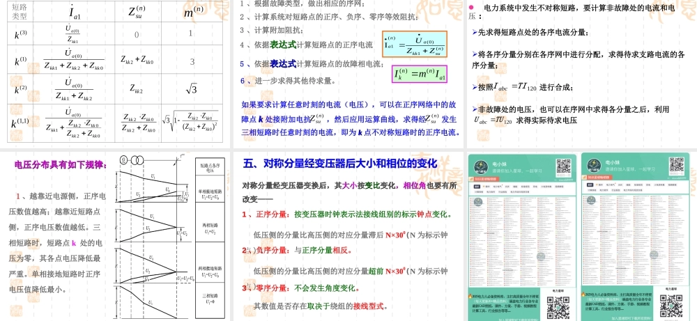 不对称短路的分析计算培训课件