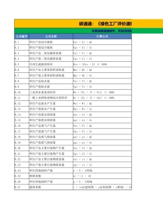 绿色工厂评价公式自动计算表