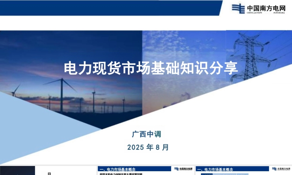 南方电网PPT：电力现货市场基础知识分享