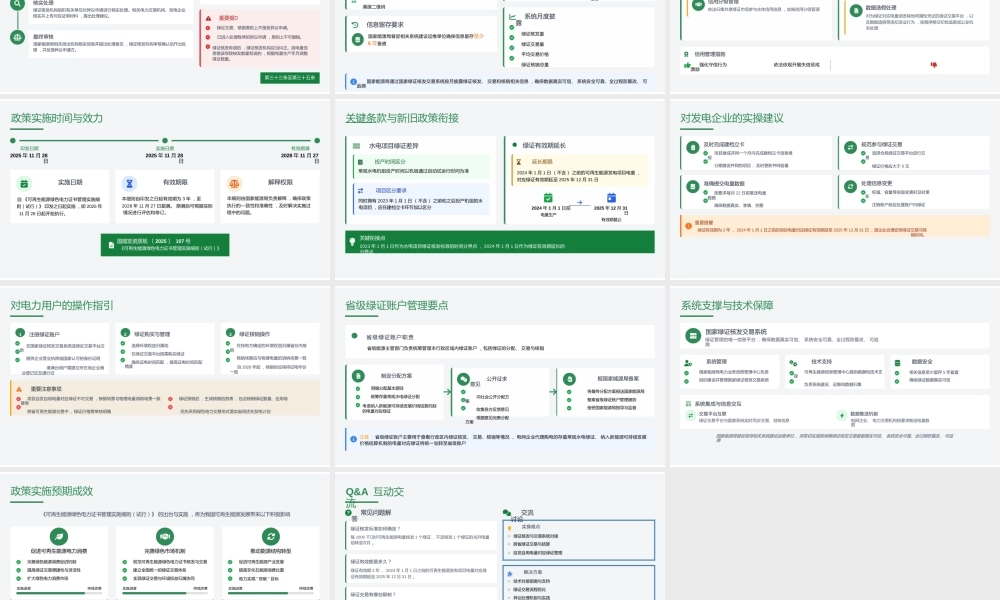 政策解读PPT:可再生能源绿色电力证书管理实施细则(试行)-AI生成,谨慎参考