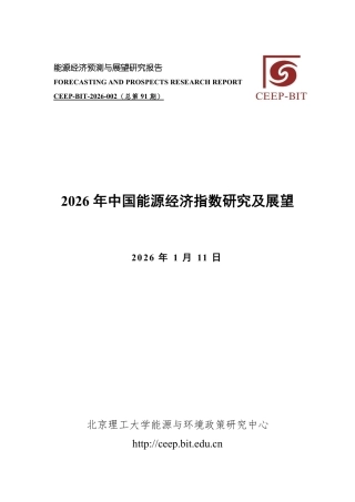 北京理工大学：2026年中国能源经济指数研究及展望