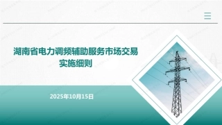 国网湖南PPT：湖南省电力调频辅助服务市场交易实施细则培训