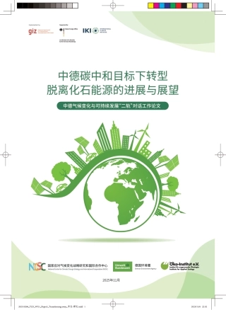 中德气候合作：中德碳中和目标下转型：脱离化石能源的进展与展望