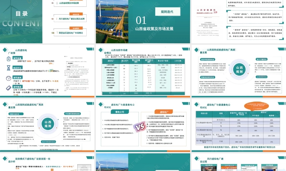 山西风行测控PPT：虚拟电厂市场化运营探索——山西省虚拟电厂应用的经验总结
