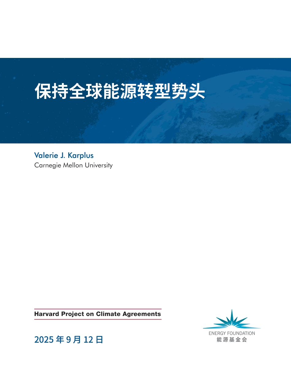 能源基金会：2025年保持全球能源转型势头_第1页