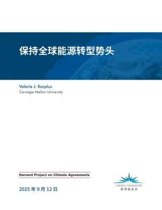 能源基金会：2025年保持全球能源转型势头