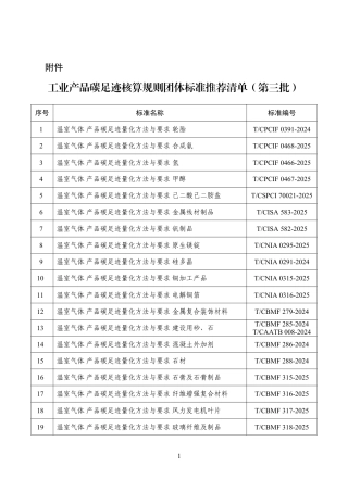 四部门：工业产品碳足迹核算规则团体标准推荐清单（第三批）