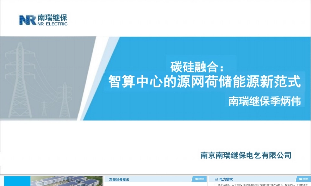 南瑞继保PPT：碳硅融合：智算中心的源网荷储能源新范式