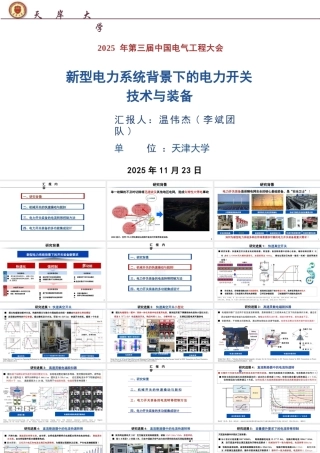 天津大学PPT：新型电力系统背景下的电力开关技术与装备