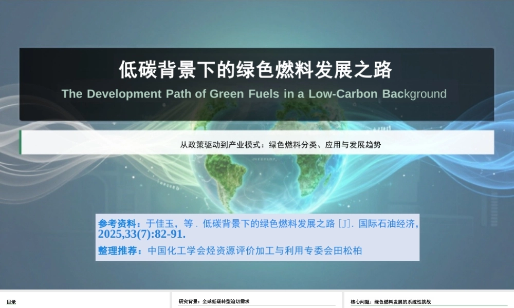 中国化工学会PPT：低碳背景下的绿色燃料发展之路