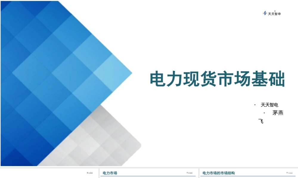 电力现货市场基础-培训课件