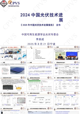 光伏强国再进阶！附2024中国光伏技术进展报告